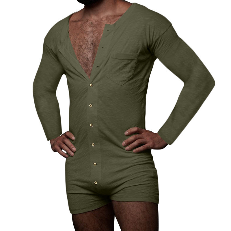 Herren Overall mit langem Arm und modernen Knopfdetails Drune
