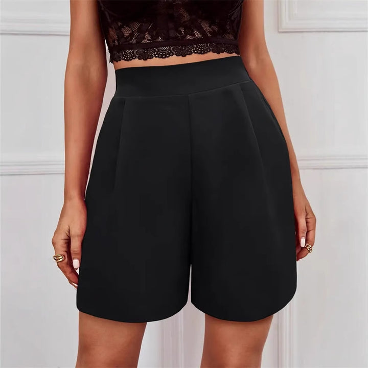 Damen Elegante High-Waist Shorts mit dekorativen Falten Drune