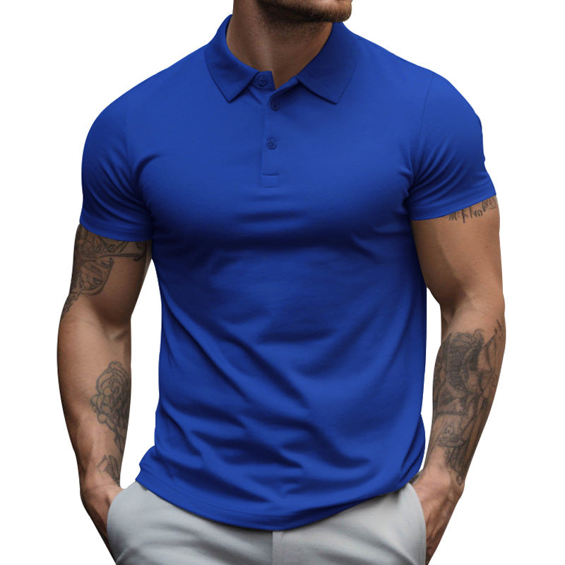 Herren nan athletisches figurnahes Piqué-Poloshirt kurzärmelig mit verdeckter Knopfleiste Drune