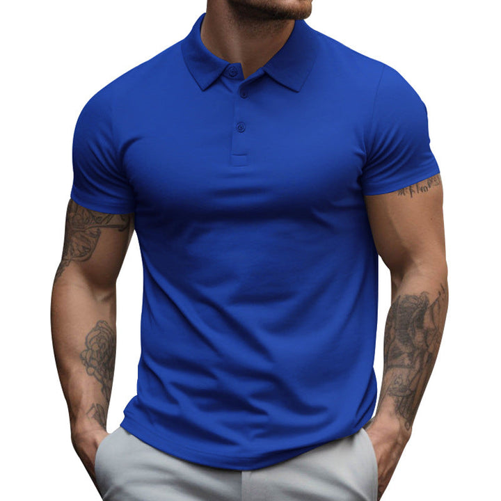 Herren nan athletisches figurnahes Piqué-Poloshirt kurzärmelig mit verdeckter Knopfleiste Drune