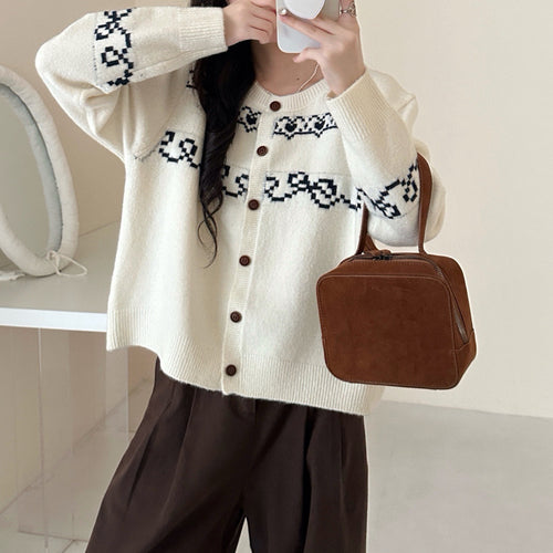 Damen Kuscheliger Strickcardigan mit einzigartigem Muster Drune