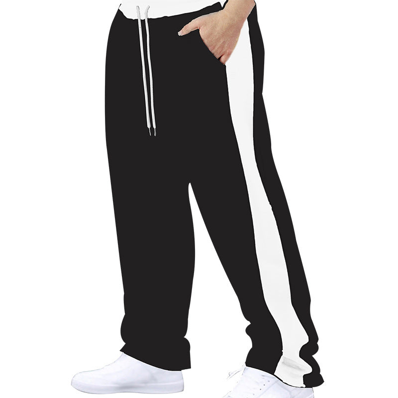 Herren nan lockere Jogginghose mit seitlichem Kontraststreifen, elastischem Kordelzugbund und geradem Bein Drune