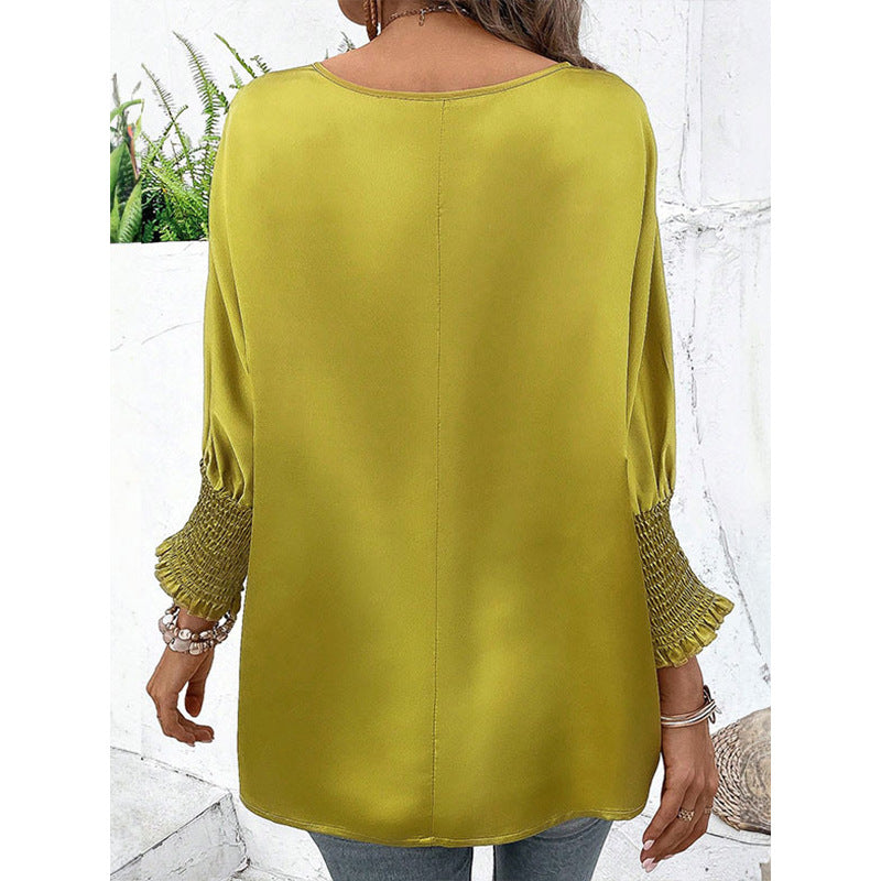Damen elegantes Blusentop mit trendigen Puffärmeln Drune