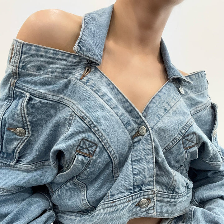 Damen Denim-Jacke mit lässigem Schnitt und modischen Destroyed-Details Drune