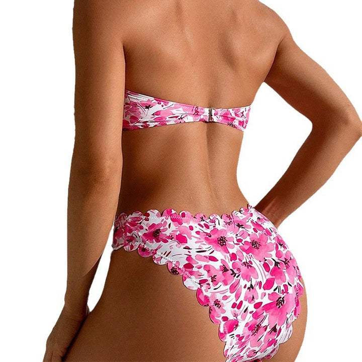 Damen Bandeau-Bikini mit floralen Rüschendetails Drune