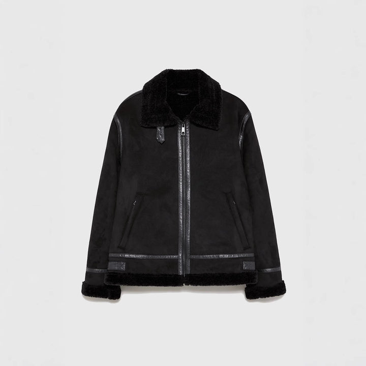 Damen lässige Shearlingjacke mit hochwertigem Obermaterial und komfortablem Innenfutter Drune
