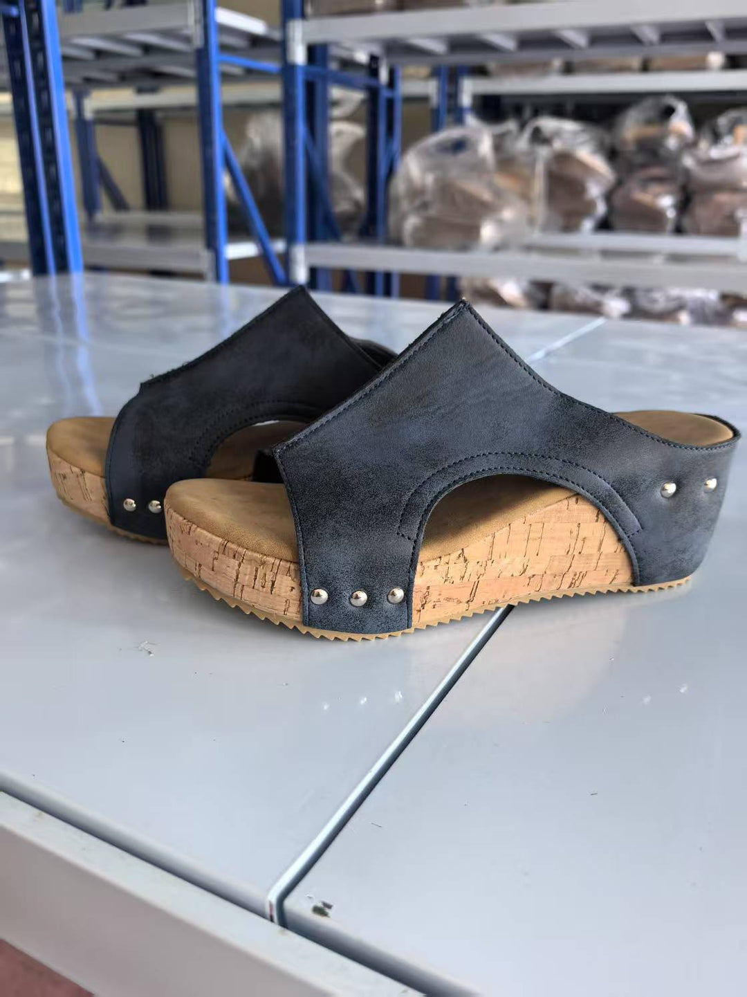 Damen Komfortable Clogs mit hochwertiger Korksohle und fugeneleganter Obermaterialstruktur Drune