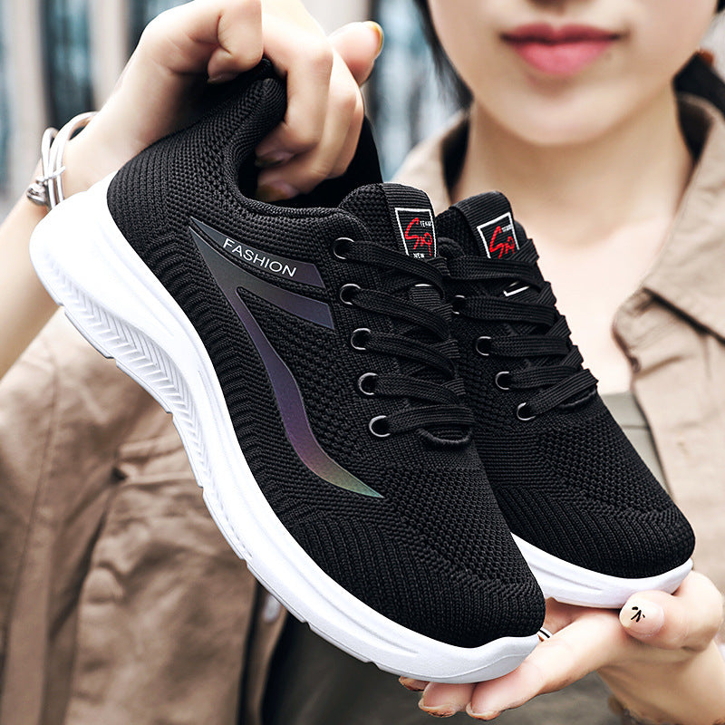 Damen nan ultraleichter Strick-Fitness-Sneaker mit nahtlosem Atmungsnetz, stoßdämpfender EVA-Wabenlaufsohle und verstärkter Zehenkappe Drune
