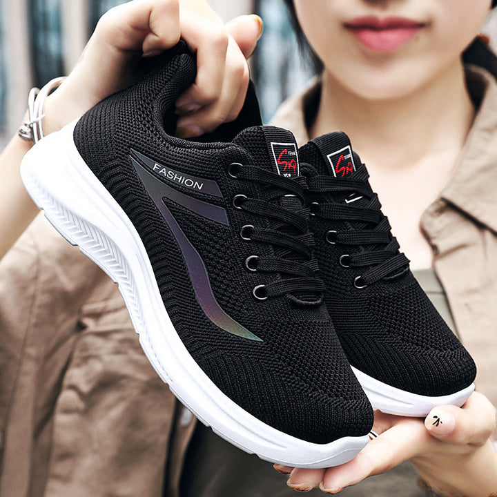 Damen nan ultraleichter Strick-Fitness-Sneaker mit nahtlosem Atmungsnetz, stoßdämpfender EVA-Wabenlaufsohle und verstärkter Zehenkappe Drune