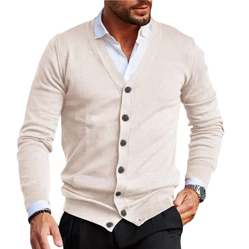 Herren nan Feinstrick V-Ausschnitt Cardigan mit Knopfleiste und Eingrifftaschen Drune
