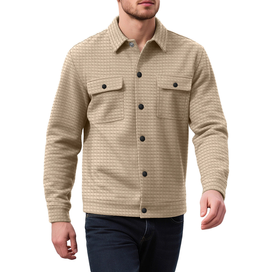 Herren nan Hemdjacke mit quadratischer Steppstruktur Druckknopffront und Brustklappen Drune