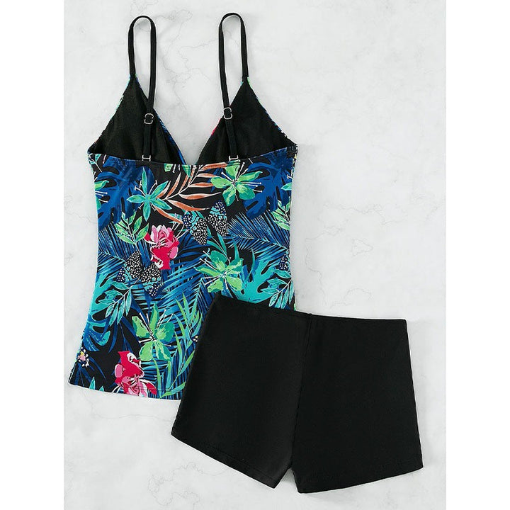 Damen Badeanzug-Set mit floralem Design und hohem Beinausschnitt Drune