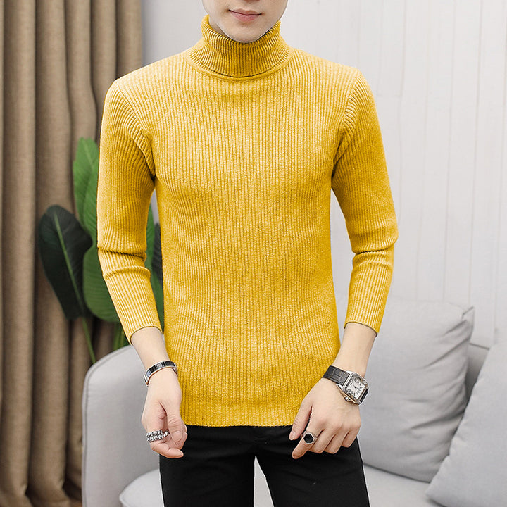 Herren nan Rippstrick Rollkragenpullover figurnaher elastischer Feinstrick Drune