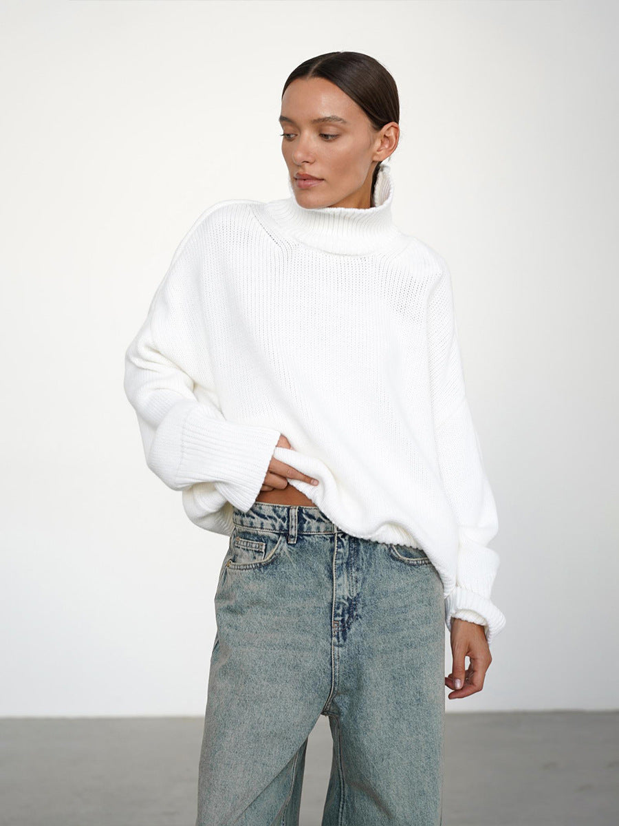Damen Oversized Rollkragenpullover aus weicher Wollmischung Drune