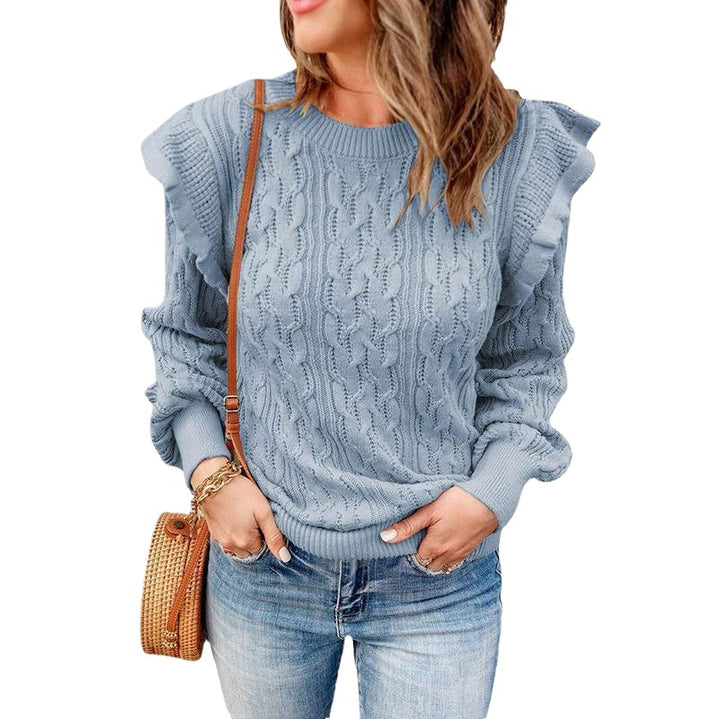 Damen Strickpullover mit Rüschendetails und strukturiertem Design Drune