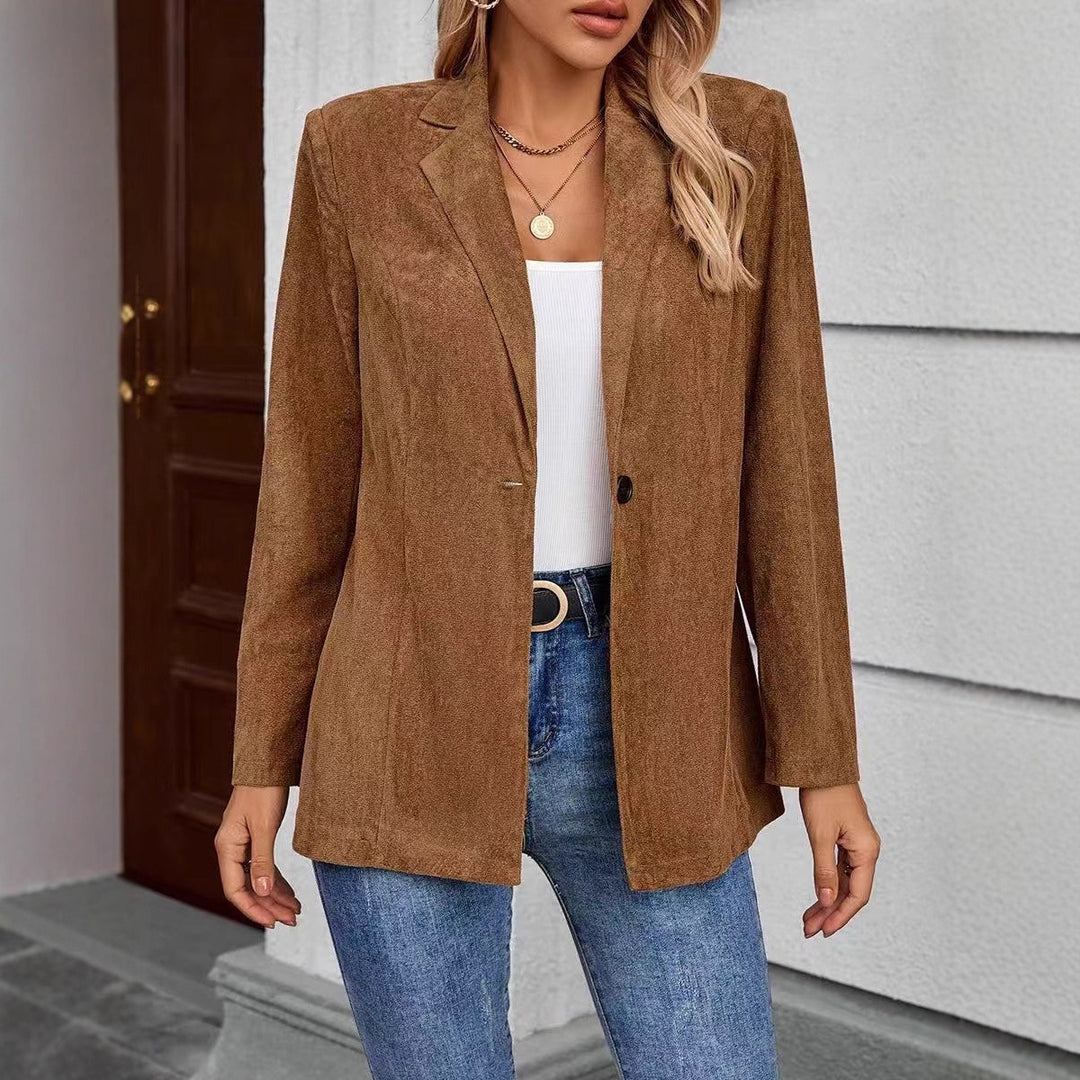 Damen Eleganter Blazer aus samtweichem Stoff mit strukturierter Oberfläche Drune
