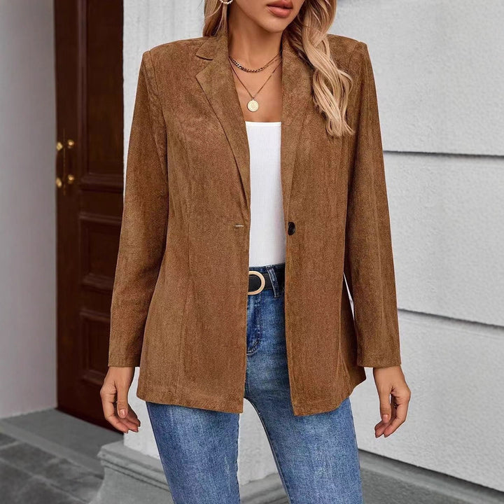 Damen Eleganter Blazer aus samtweichem Stoff mit strukturierter Oberfläche Drune
