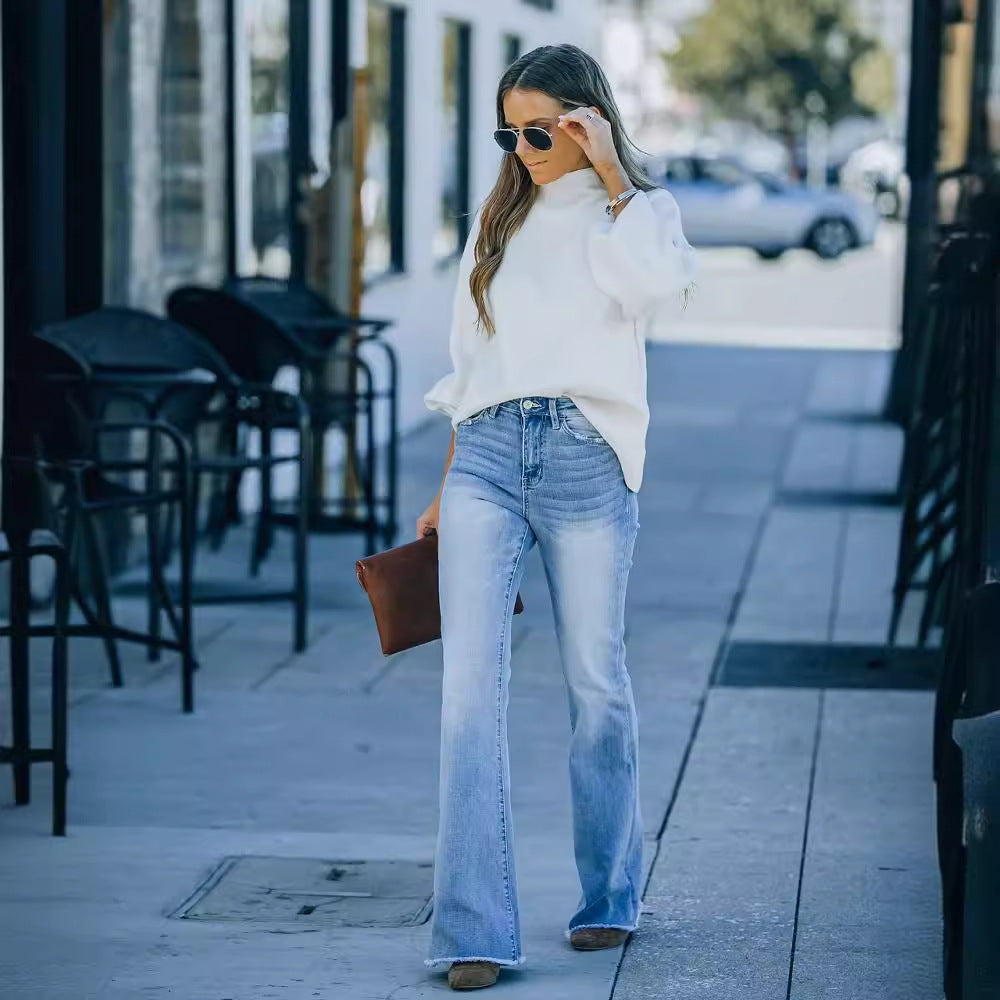 Damen Flared Jeans mit hohem Bund und modernen Vintage-Effekten Drune