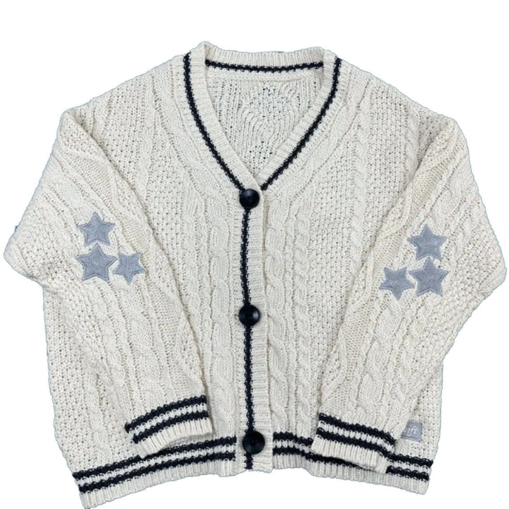 Damen Grobstrickcardigan mit modernen Zopfmuster und eleganten Knopfdetails Drune