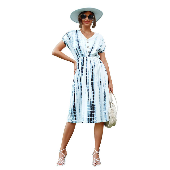 Damen Sommerliches Wickelkleid mit modischem Tie-Dye-Muster Drune