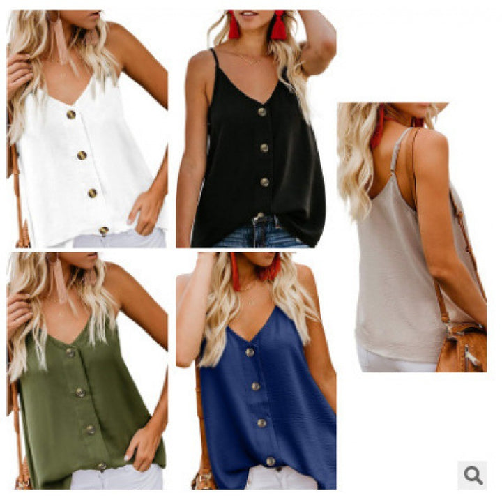 Damen Top mit Knopfdetail und verstellbaren Spaghettiträgern Drune