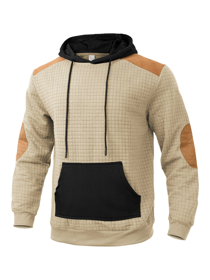 Herren modischer Kapuzenpullover mit strukturiertem Design und Kunstlederakzenten Drune