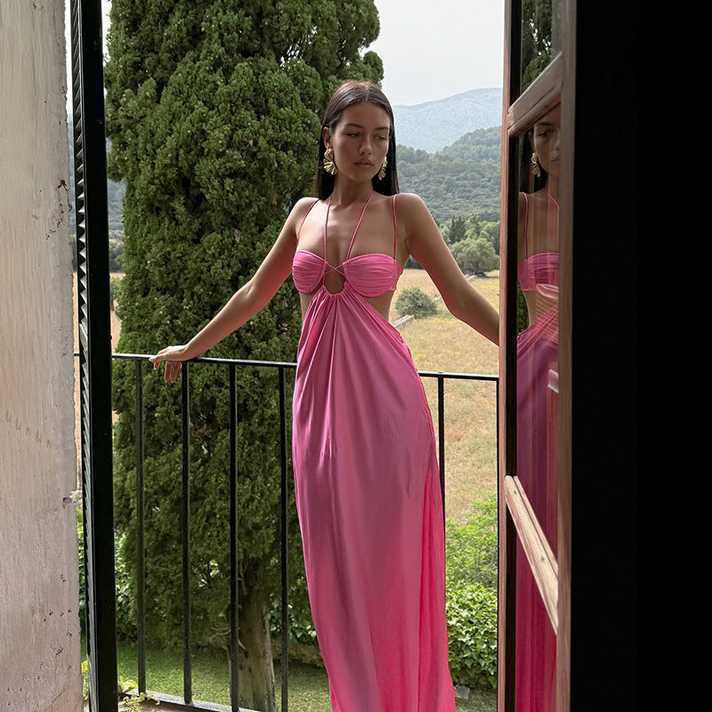 Damen Maxikleid mit verführerischem Halterneck und raffiniertem Cut-Out Drune