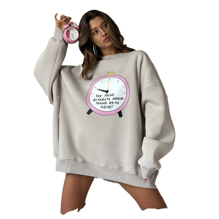 Damen Oversized Sweatshirt mit kreativem Grafiken Drune