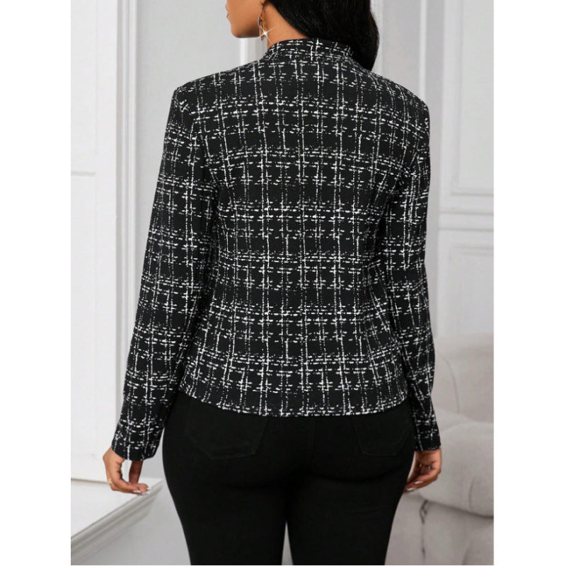 Damen elegante Tweedjacke mit figurbetontem Schnitt Drune