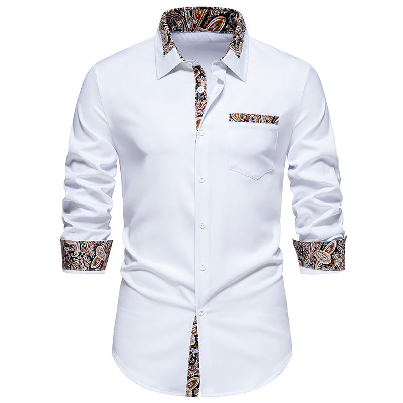 Herren Langarmhemd mit eleganten Paisley-Mustern Drune