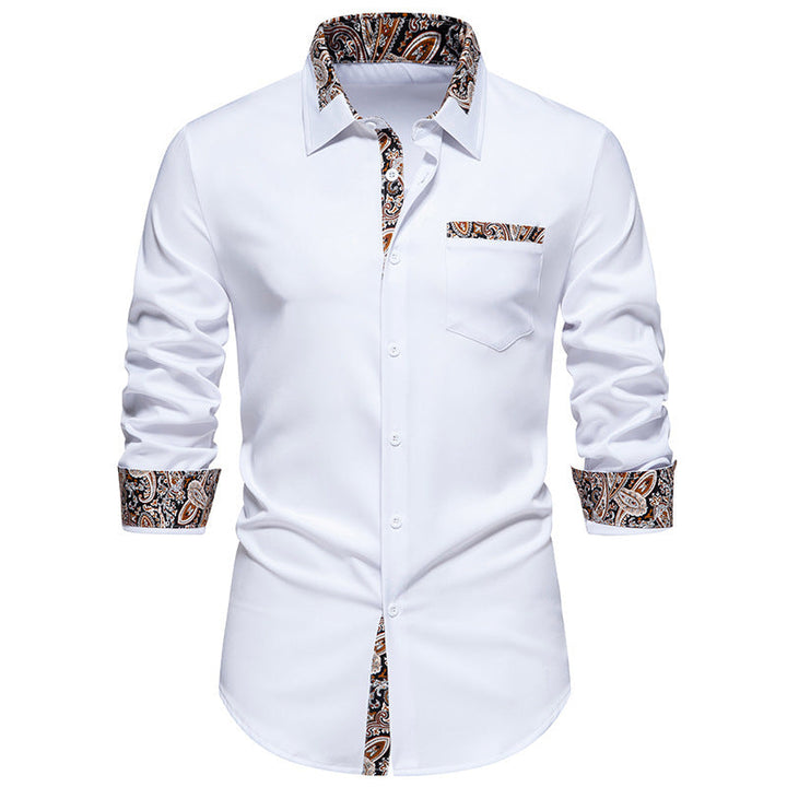 Herren Langarmhemd mit eleganten Paisley-Mustern Drune