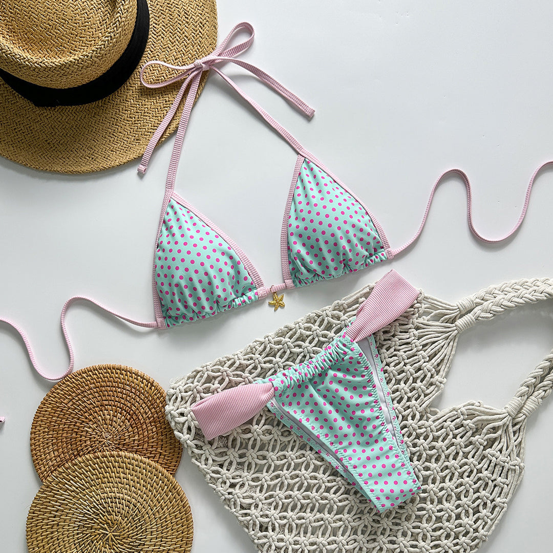 Damen Triangel-Bikini mit stilvollen Punktemuster Drune