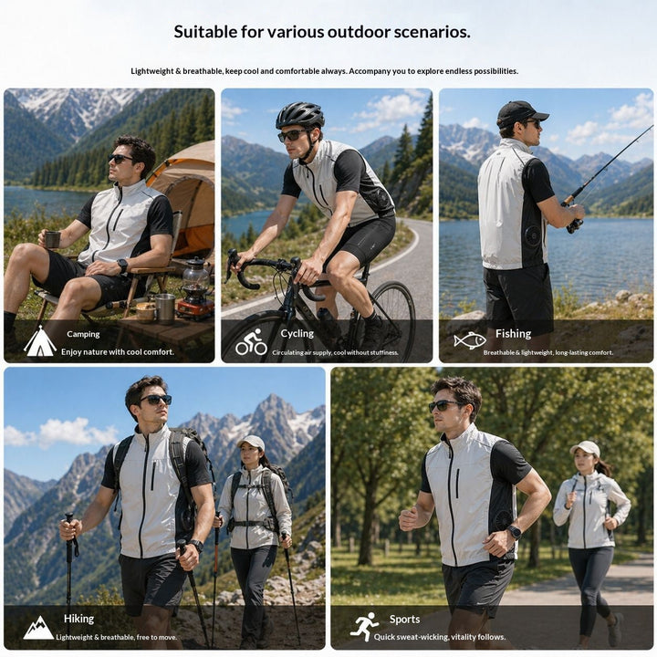 Unisex nan ergonomische Kühlweste mit integrierten Ventilatoren und Akkuanschluss Drune