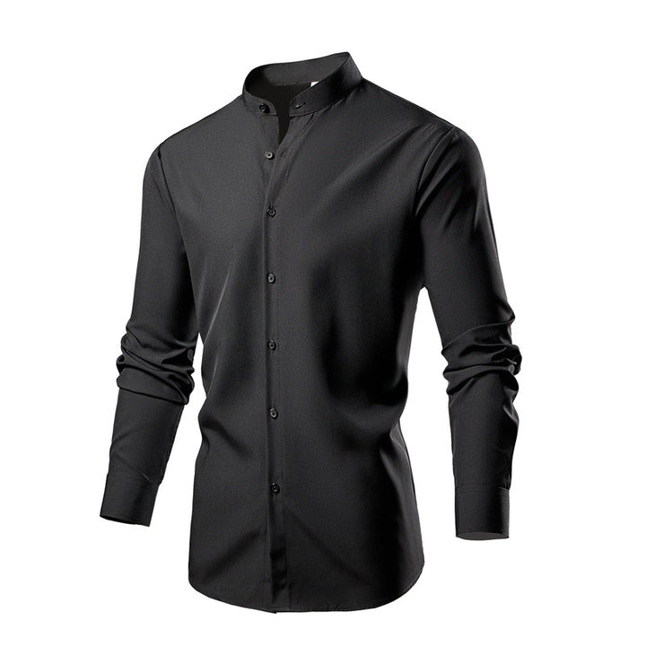 Herren Langarm-Kimonohemd mit modernem Stehkragen und eleganten Knopfdetails Drune