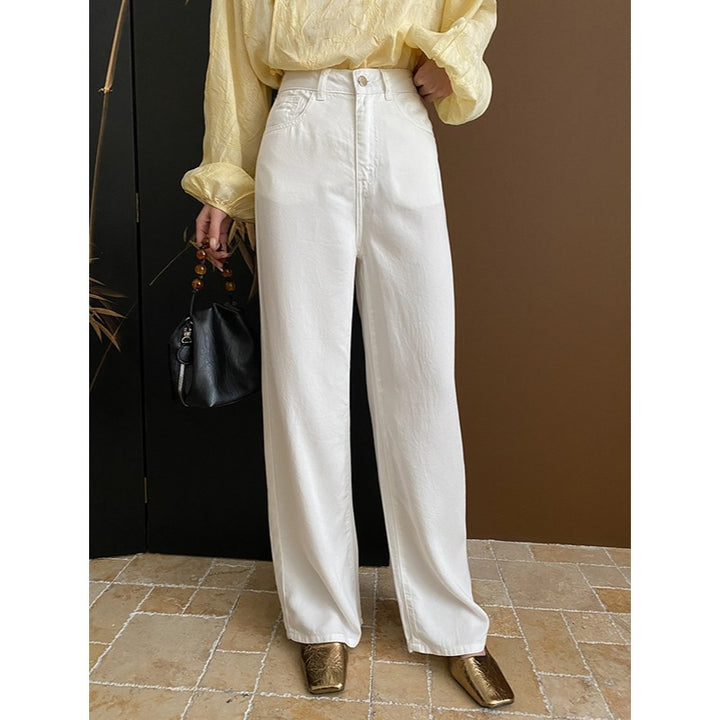 Damen weite High-Waist Jeans Drune