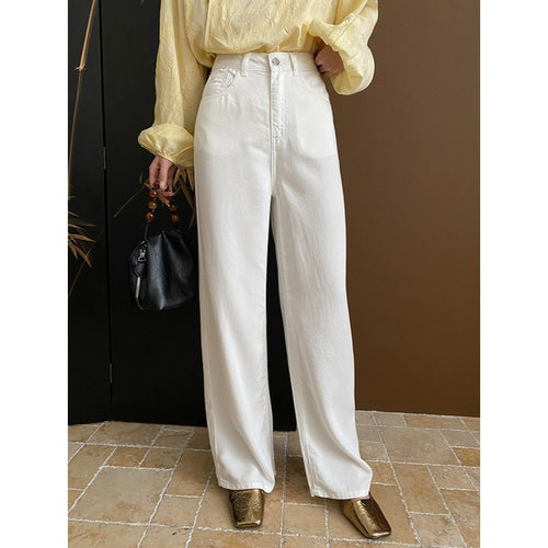 Damen weite High-Waist Jeans Drune