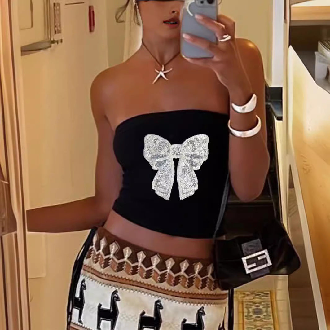 Damen Bandeau-Top mit auffälligem Statement-Aufdruck Drune