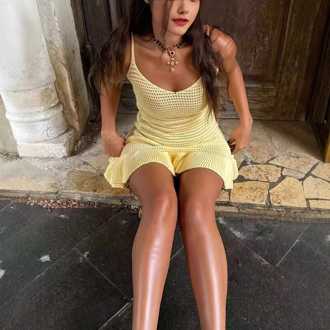 Damen Häkelkleid mit rüschendem Saum Drune
