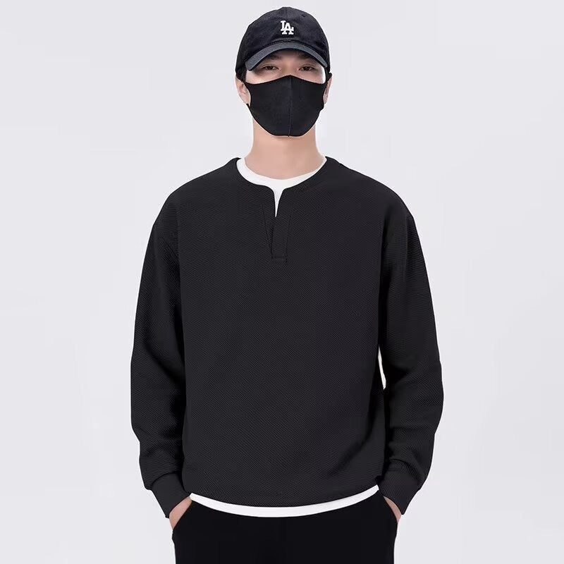 Herren lässiger Sweatshirt mit modernem Stehkragen und hochwertiger Textur Drune