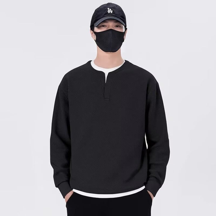 Herren lässiger Sweatshirt mit modernem Stehkragen und hochwertiger Textur Drune