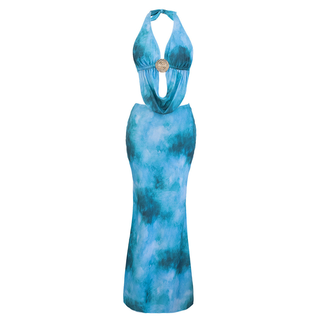 Damen Elegantes Strandkleid mit tiefem Rückenausschnitt Drune