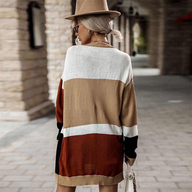 Damen Strickcardigan mit modischem Farbblockdesign und gemütlichem Schnitt Drune