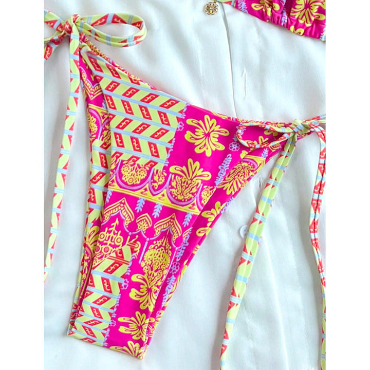 Damen Triangel-Bikini mit modischer Schnürung und buntem Design Drune