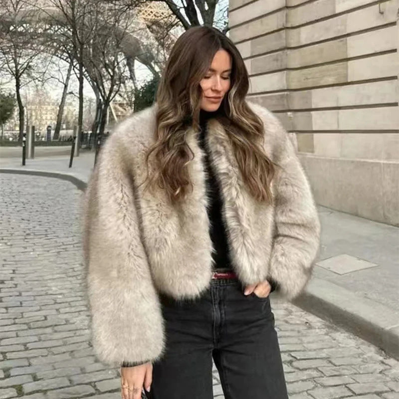 Damen Modische Plüschjacke Drune