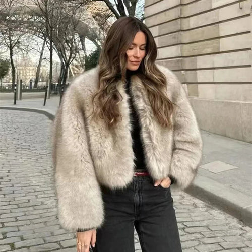 Damen Modische Plüschjacke Drune