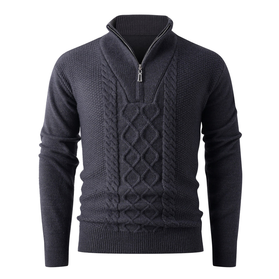 Herren Eleganter Strickpullover mit hohem Kragen und Reißverschluss Drune
