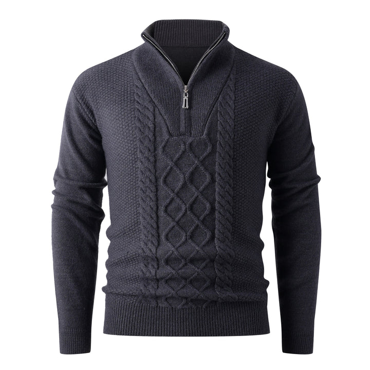 Herren Eleganter Strickpullover mit hohem Kragen und Reißverschluss Drune