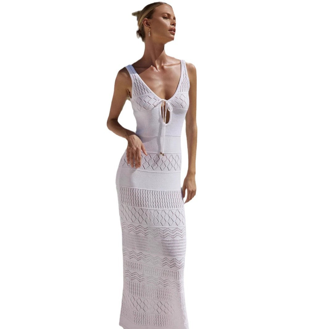 Damen Häkel-Maxi-Kleid mit schmalem Schnitt Drune