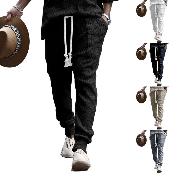 Herren gestricktes Freizeit-set mit elastischem Bund und lässigem Design Drune