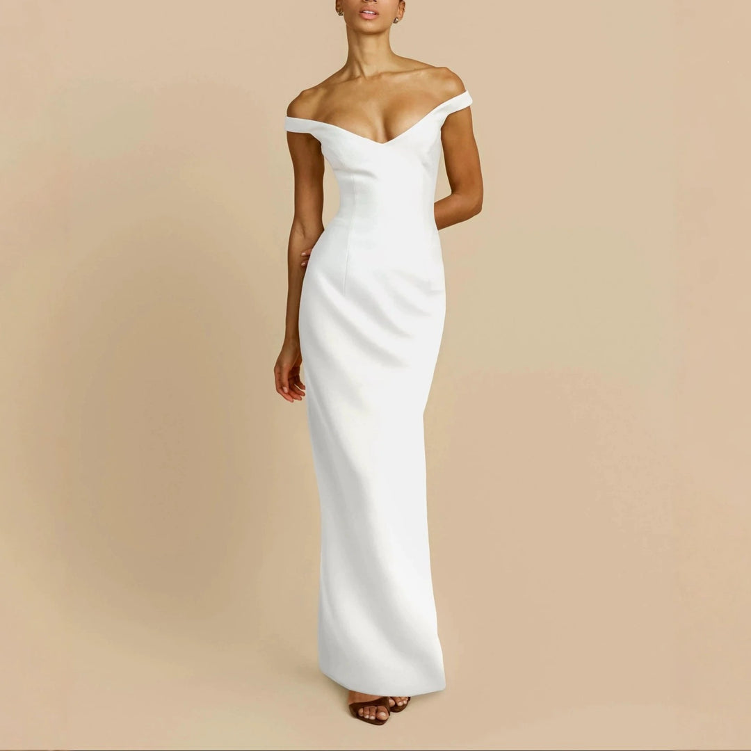 Damen Schlichtes Off-Shoulder-Maxikleid Drune